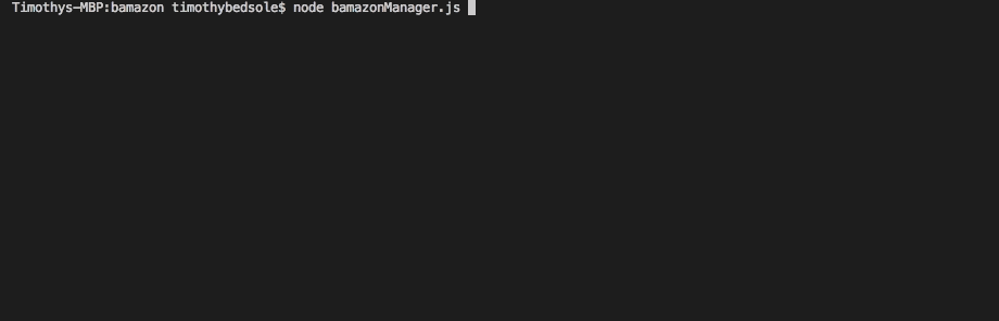 Screenshot of Bamazon