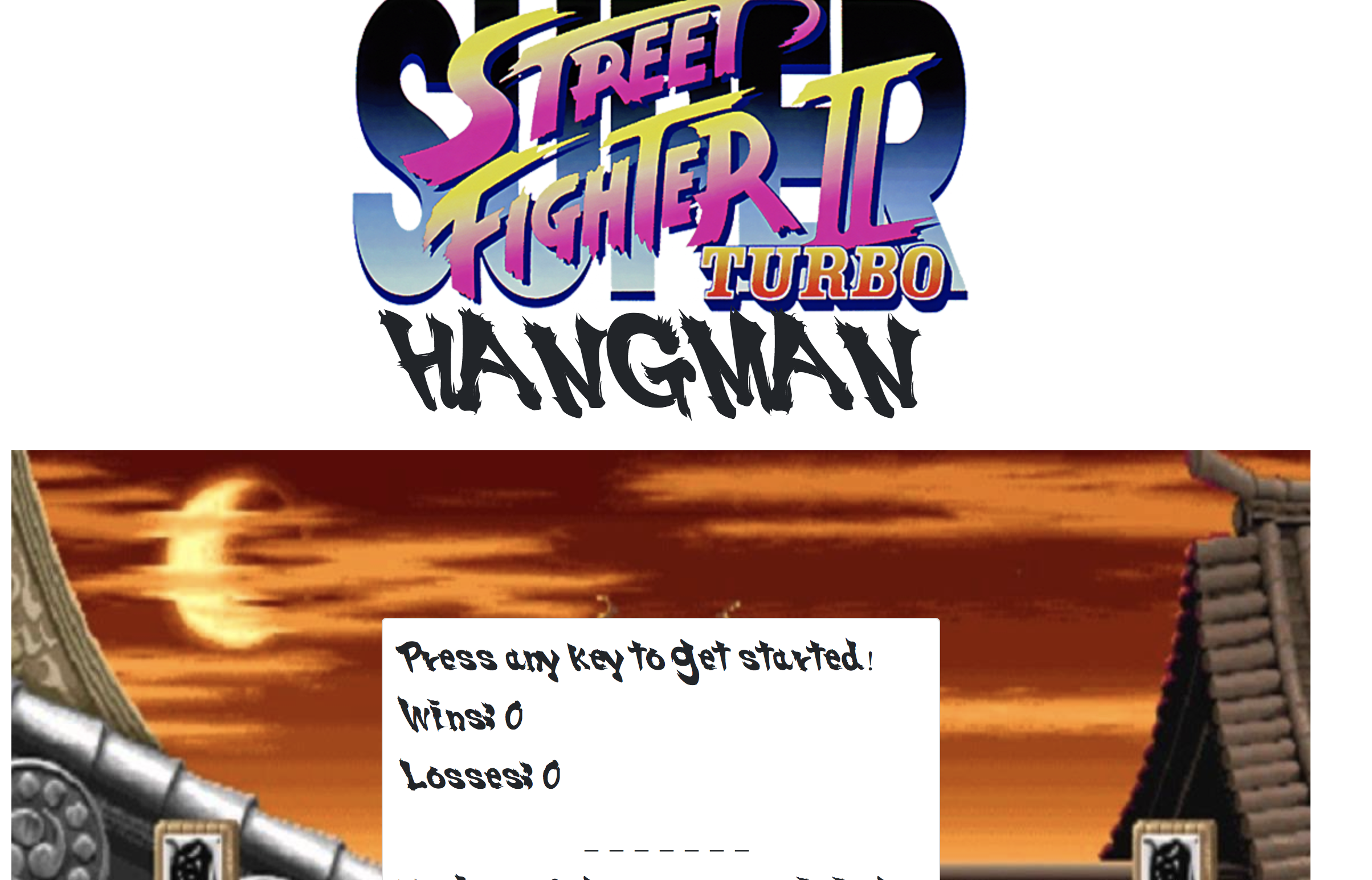 Screenshot of hangman game